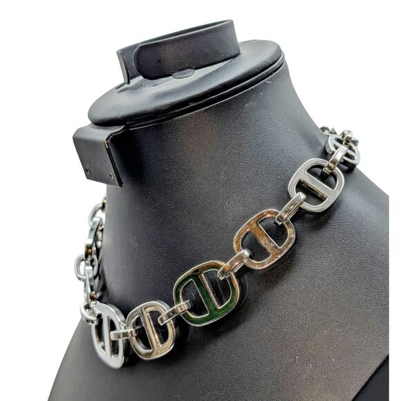 Cult Gaia Reyes Silver Tone Heavy Chain Toggle Clasp 17.5" Necklace - Picture 2 of 5